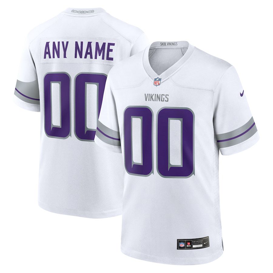 Men Minnesota Vikings White Custom Nike Alternate Game NFL Jersey